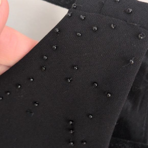 Vintage LBD Drape Cowl Back Beaded Cocktail Dress Black Sleeveless Midi - Picture 3 of 7